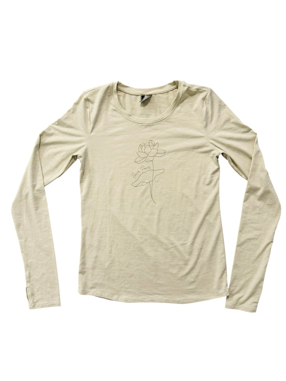 Slightly Buddha Beige Lotus Line-Graphic Long Sleeve Tee